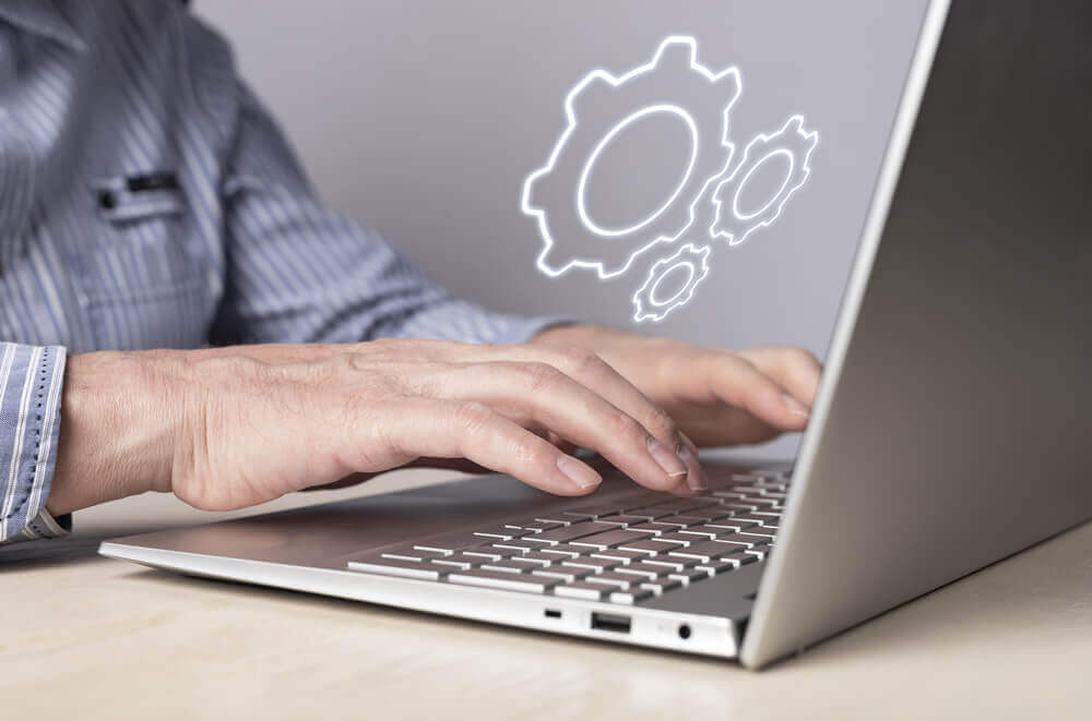 man installing configuring system
